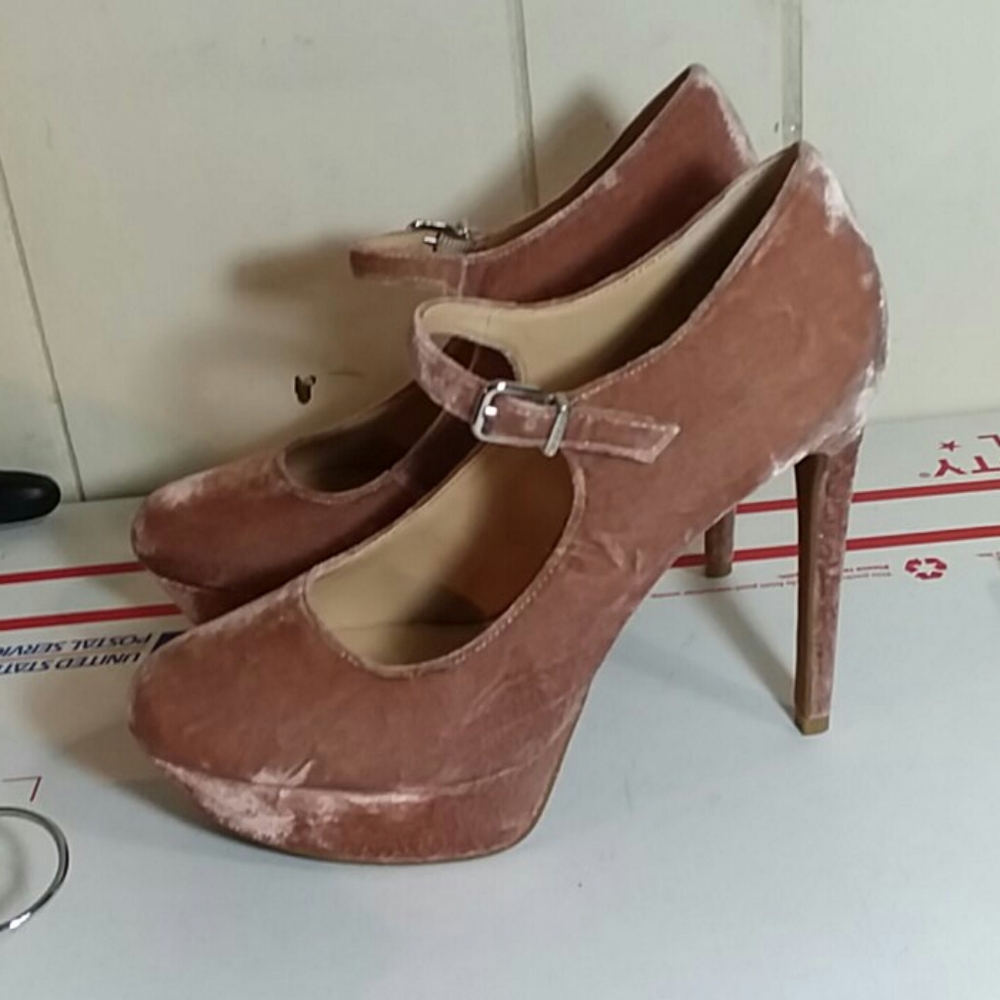 GIANNI BINI Pink Velvet Platform Heels 7.5M